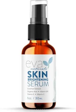 Soro clareador de pele com extrato de alcaçuz da Eva Naturals – Soro facial para uma pele uniforme – com peptídeos, CoQ10 e vitamina E