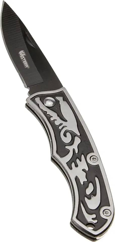 Western YG07 Canivete Dobrável, Preto/Prata, 15 cm