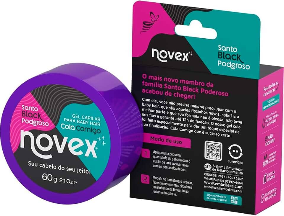 Gel Modelador Cola Comigo Novex Santo Black Poderoso 60g