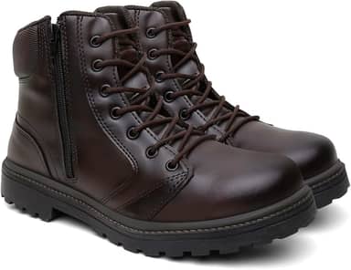 Coturno Masculino Cano Médio com Zíper Lateral Bota Estilo Militar Antiderrapante e Confortável para Uso Diário e Trilhas