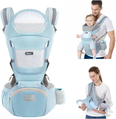Canguru Para Bebe,Alça De Transporte Multifuncional 6 e 1,Canguru Ergonomico Para Bebe,Adequado Para 0-36 Meses (Azul)