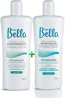 Depil Bella Kit Pré e Pós-Depilação, Loção Adstringente de Hortelã e Óleo Hidratante Removedor, 300ml Cada