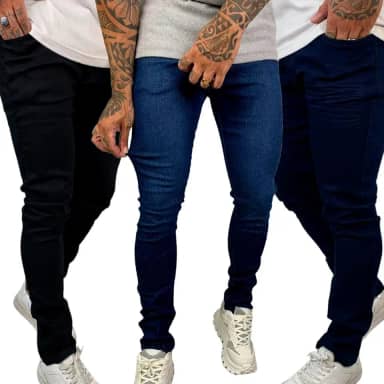 Kit 3 Calça Masculina Slim Com Elastano Variadas Lisa Básica Premium Dia a Dia Jeans Homens