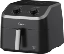 Fritadeira Midea Air Fryer 8,5L, design com dois botões, ampla faixa de temperatura de 80°C a 200°C, cesto antiaderente e prato para vegetais, 1900W, 110V, FWM85P1