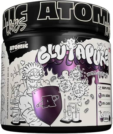 Gluta Pure Atomic Labs - 300g de L-Glutamina pura para fortalecimento muscular e recuperação pós-treino