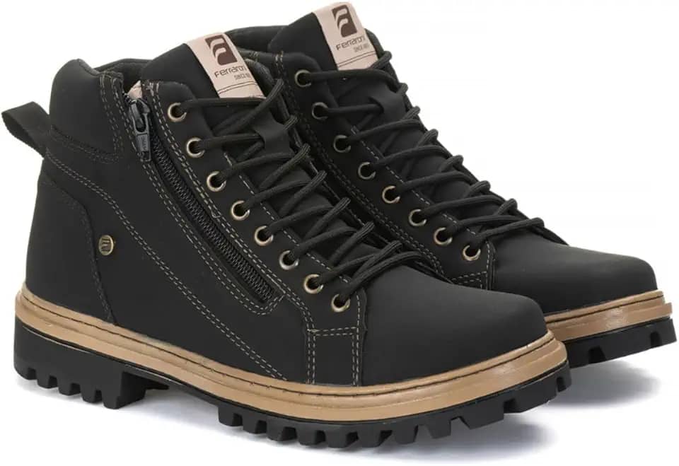 Coturno Masculino Bota Cano Médio com Zíper e Solado Tratorado Casual e Aventura Conforto Moderno e Durabilidade