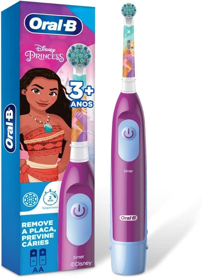 Oral-B Escova de Dente Elétrica Infantil a Pilhas Disney Princess 1 Unidade + 2 Pilhas AA