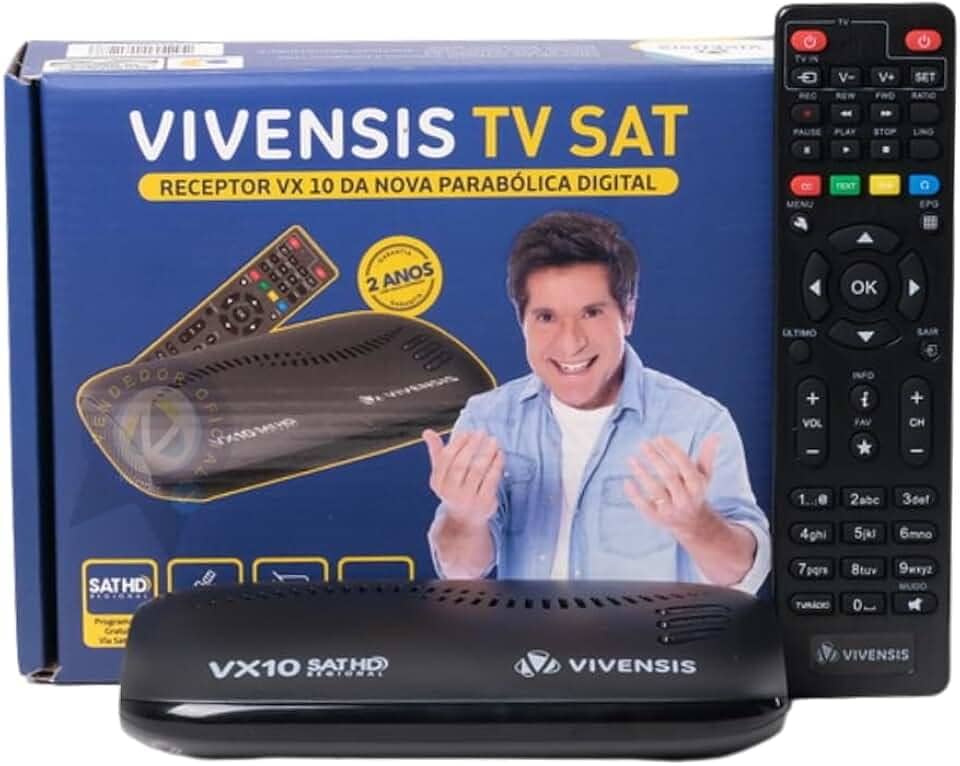 Receptor Digital Vivensis TV, Full HD Smart via Satélite VX10, Preto Bivolt