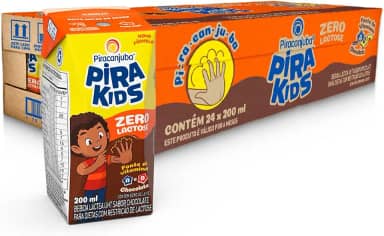 Pack Achocolatado Pirakids Zero Lactose Piracanjuba 200ml - 24 Unidades