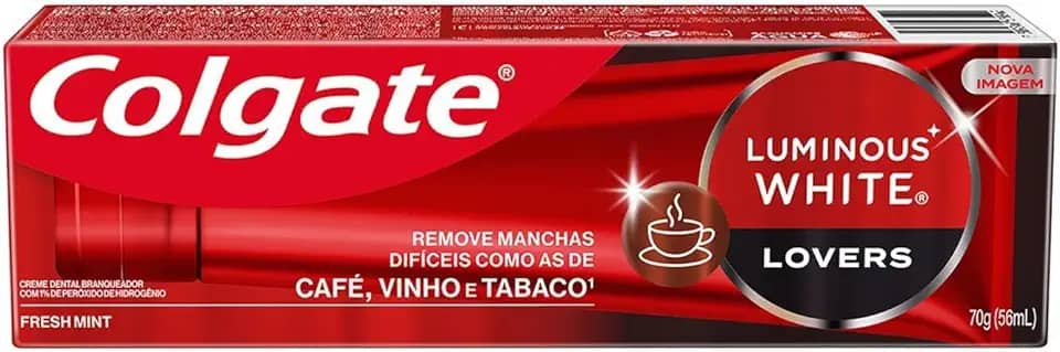 Colgate Creme Dental Clareador Luminous White Lovers Manchas de Café 70g