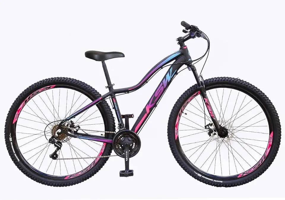 Bicicleta Aro 29 Feminina Urbana KSW MWZA Alumínio – 24 Marchas, Freio a Disco, Suspensão 80mm, Ideal para Cidade e Passeio