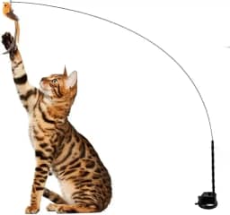 Varinha com Ventosa Brinquedo Interativo para Gato Fixar No Chão Com Passarinho Guizo