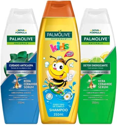 Kit Shampoo: Detox 350ml + Anticaspa Classic 350ml + Naturals Kids 350ml
