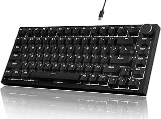 ATTACK SHARK x AJAZZ AK820 Teclado mecânico para jogos com fio 75% com botão CNC,ANSI,junta,5 espumas de absorção de som,interruptor vermelho hot-swap,retroiluminação branca,para PC MAC(Preto)