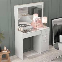 Penteadeira Ditália 4 Gavetas c/tampo de vidro Pe-120 Cor:branco