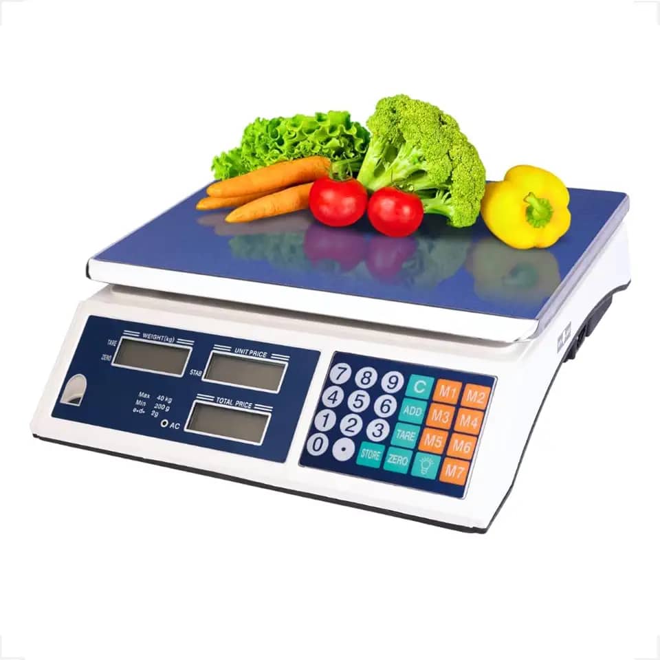 Balança Digital Eletrônica Comercial Display Duplo LCD Bivolt 110/220V – Capacidade 40kg, Alta Precisão, Plataforma Inox, Funções Inteligentes, Conversão kg/lb, Ideal para Comércio