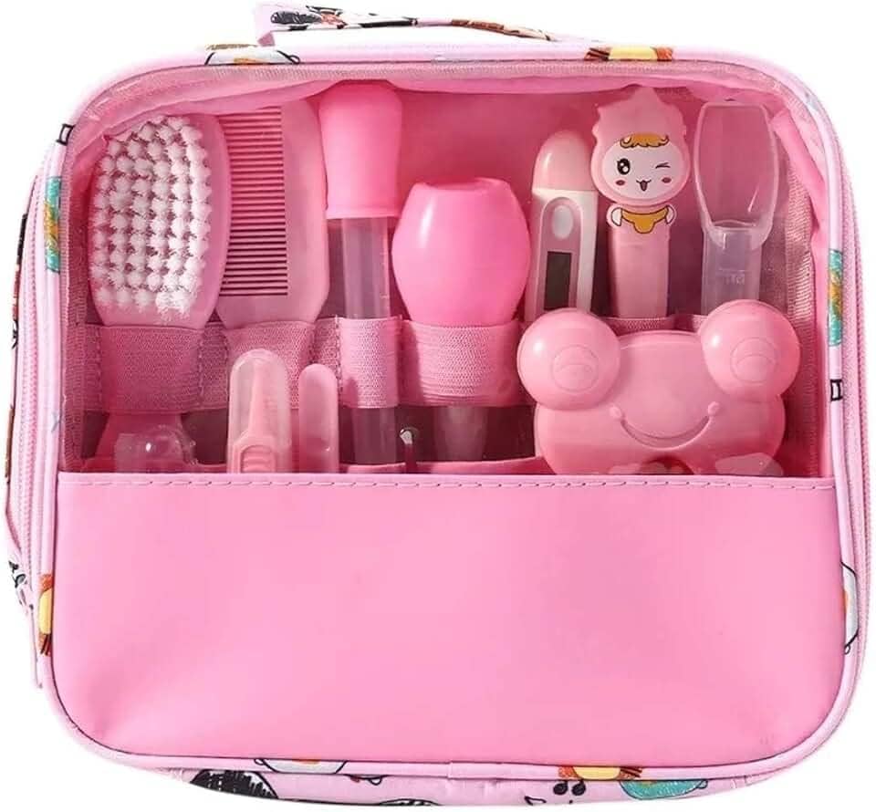 Kit Higiene Cuidados Saúde Bebê Recém Nascido 13 Em 1 (Rosa)
