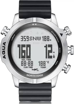 NORTH EDGE Relógio de computador de mergulho profissional Aqua para homens, mergulho, NDL, 50 m, relógio de mergulho com bússola, altímetro, barômetro, pedômetro, 100 m, à prova d'água,