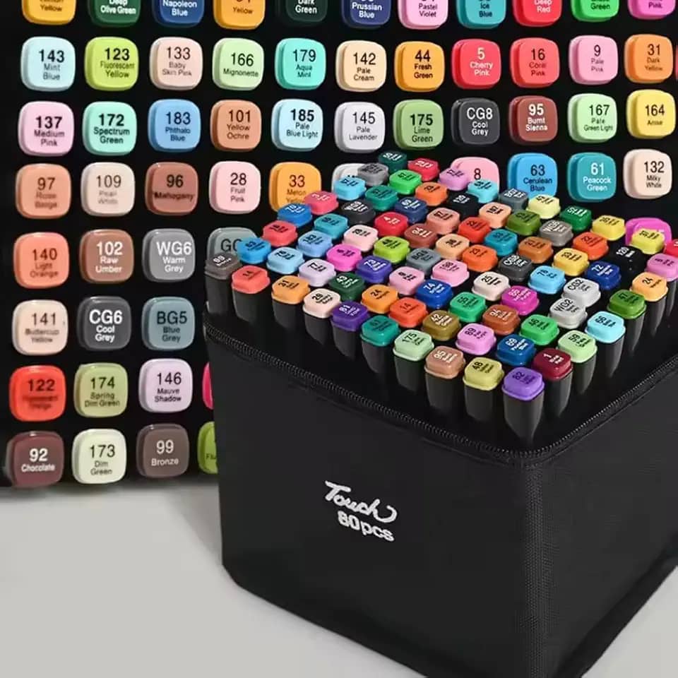 Marcadores de ponta dupla de álcool de 80 cores, canetas marcadoras de arte com porta-canetas, conjunto de marcadores permanentes de esboço para crianças, adultos, colorir, pintar, esboçar, (80)