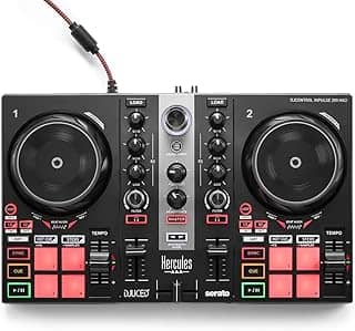 Hercules DJControl Inpulse 200 MK2 — Controlador de DJ ideal para aprender a misturar — Software e tutoriais incluídos, preto