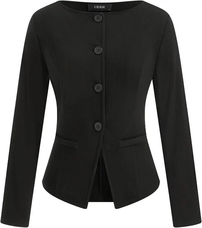 Blazer feminino de manga comprida com botões, negócios, casual, para escritório