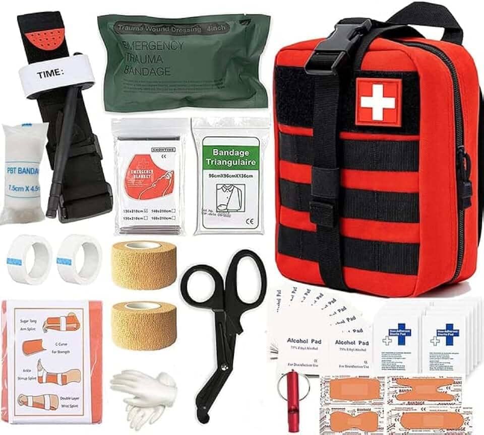 Kit Médico Mini de Primeiros Socorros - Táticas de Sobrevivência, Equipamento de Campismo Molle, Mochila Trauma, Torniquete, Bandagem