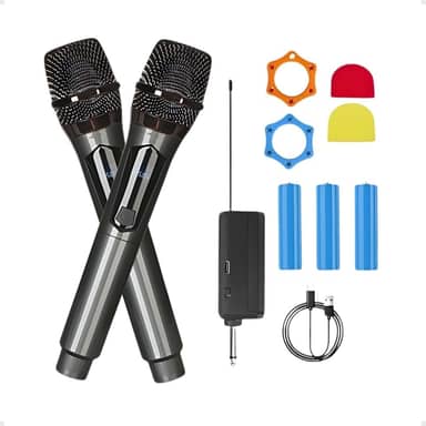 Microfone Sem Fio Duplo Profissional M87 UHF - Ideal para Karaokê, Palestras e Shows, Até 50m de Alcance (Preto)