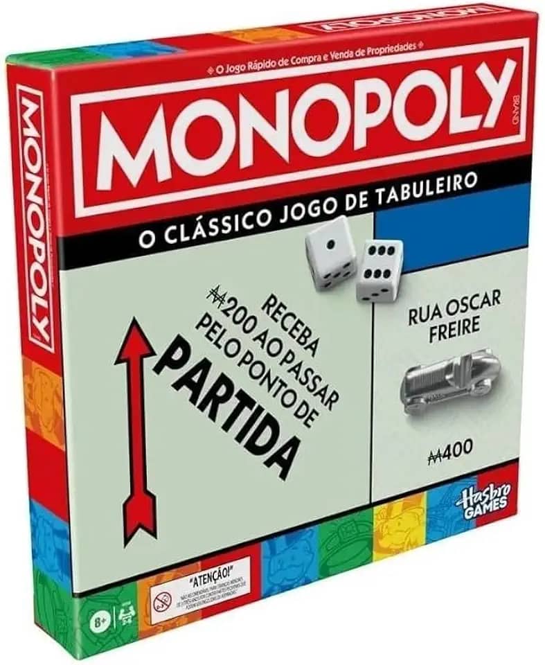 Monopoly Jogo de tabuleiro para a família, jogos de estratégia, 2 a 6 jogadores, jogos para crianças