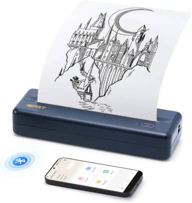 iDPRT Impressora sem fio portátil MT890 – com papel térmico A4, impressora Bluetooth sem tinta para viagem/casa, compatível com letras dos EUA, tamanho A4 e A5, impressoras móveis compatíveis com iOS