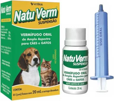 NatuVerm Suspensão Vermífugo Oral para Cães e Gatos 20ml