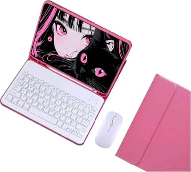 Capa Tablet + Teclado Removível + Mouse Para Samsung S6 Lite 10.4 Polegadas P613/P619/P610/P615 (Begônia Vermelho, Teclado comum)