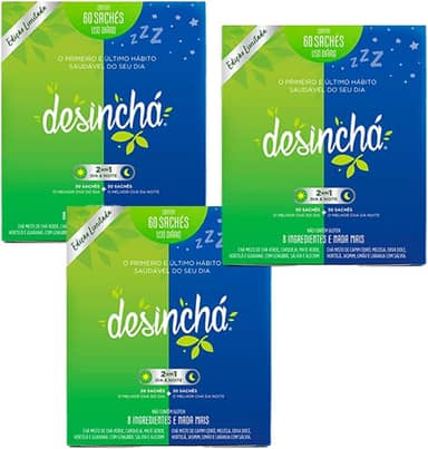 Kit 3 Chá Desinchá Misto Dia e Noite Original 60 Sachês