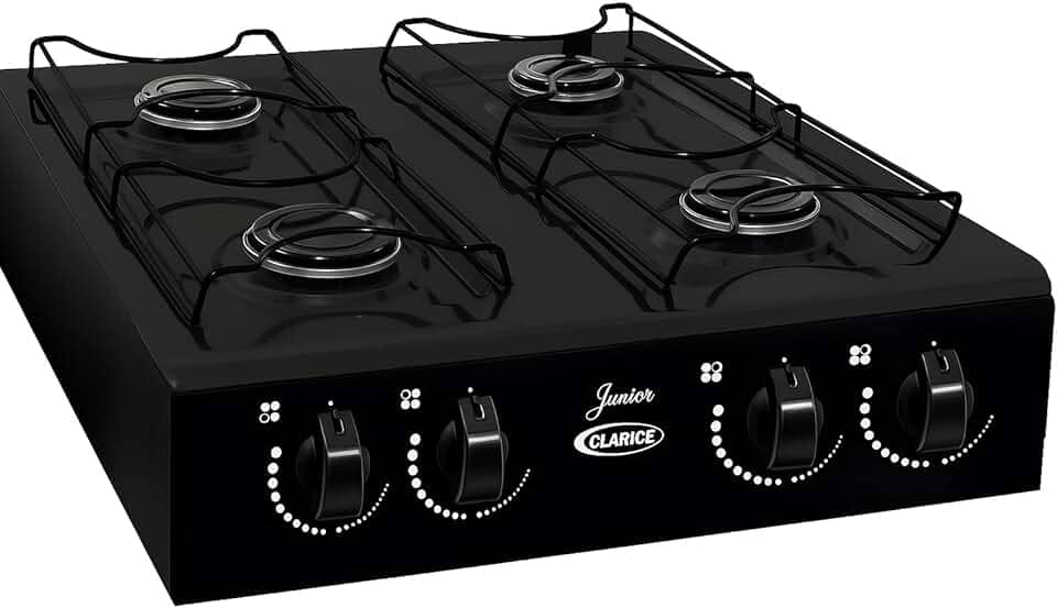 Fogão De Mesa Cooktop Júnior 4 Bocas Preto Compacto Prático E Econômico Portátil A Gás 4 Bocas (Preto)