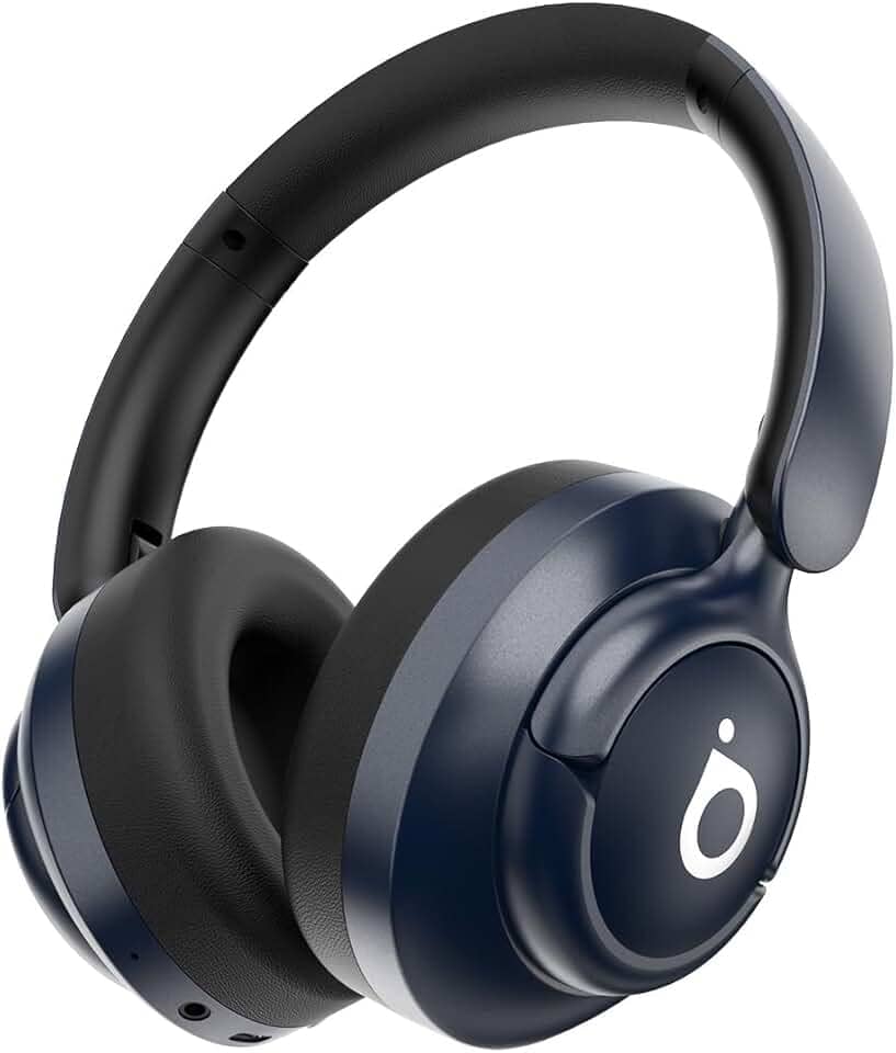 Basike Fone de Ouvido Bluetooth, ANC Cancelamento de Ruído Ativo Headphone Bluetooth 5.4 Headset com Microfone, Certificação Hi-Res Audio, 30 horas reprodução, LE29 (Azul)