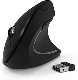 shoplease Mouse vertical sem fio, mouse óptico ergonômico sem fio 2,4 G com 3 ajustáveis 800/1200/1600 DPI, mais adequado para mãos grandes