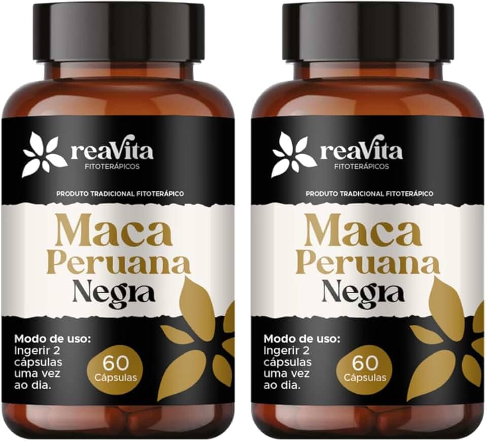 Kit 2 Maca Peruana Negra Premium | Suplemento Alimentar Concentrado - Energia, Vitalidade e Performance Natural - 60 Cápsulas cada Pote
