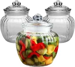 Conjunto 3 Potes Herméticos Kit Jogo De Baleiro Em Vidro 600ml Porta Mantimentos