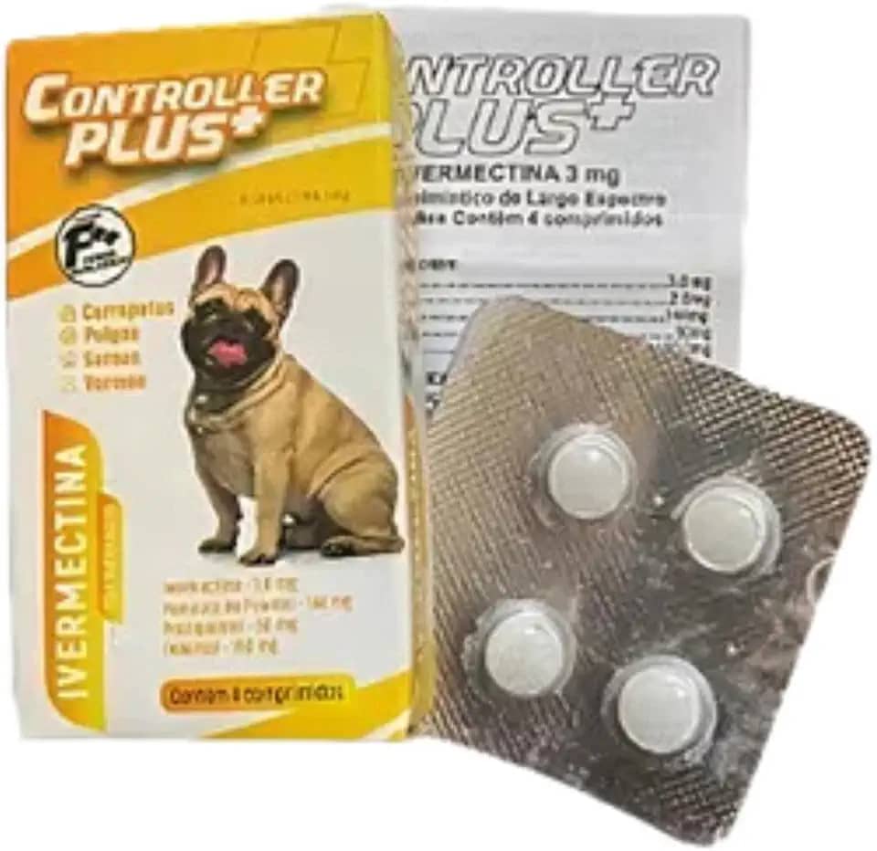 Controller Plus - Remédio Anti Pulgas, Carrapatos, Vermes E Sarnas 4 Comp 15kg