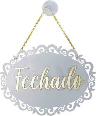 Instalojas Placa Decorativa Retrô Aberto/Fechado 27 cm de altura, 25 cm de largura