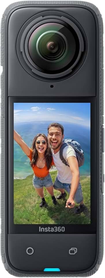 Câmera padrão Insta360 X4, visão de 360°, à prova d'água, resolução 8K, vídeo de grande-angular 4K, bastão de selfie invisível, protetores de lente removíveis, bateria com autonomia de 135 minutos