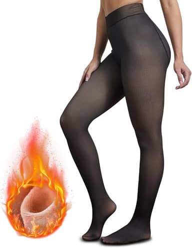 Meia calça térmica translúcida feminina, Conforto com forro de lã peluciada, 200g (PP-G4, Tamanhos 34-48)