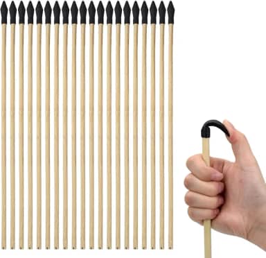 20 peças de pontas de borracha macia de flechas de madeira, 43 cm, flecha de brinquedo de madeira feita à mão para crianças e iniciantes, arcos de tiro com arco ao ar livre, decoração de