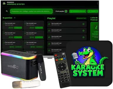 Karaoke box C/18.000 Musícas Karaoke com Pontuação Real + CX Som + 2 Microfones Sem Fio