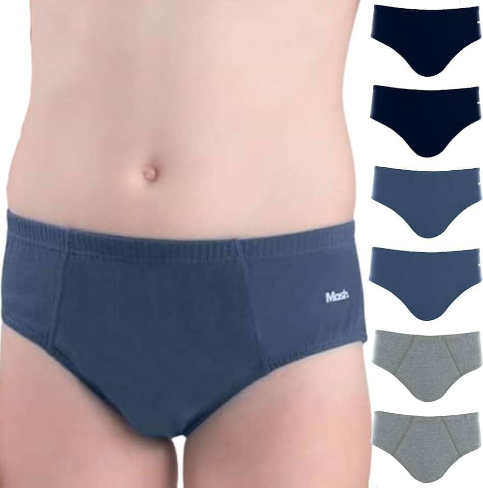 Kit 6 Cuecas INFANTIL Slip Algodão Cotton Mash Meninos