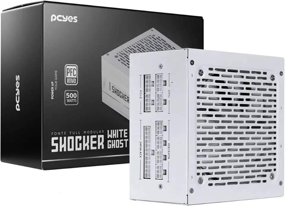 Fonte Gamer Pcyes Shocker Full Modular 500w 80 Plus White - White Ghost - FM500WWG