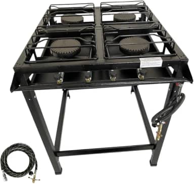 Fogão Industrial 4 Bocas Alta Pressão, FERRO FUNDIDO, 68x65x80 cm, Base Removível, Pés de Borracha