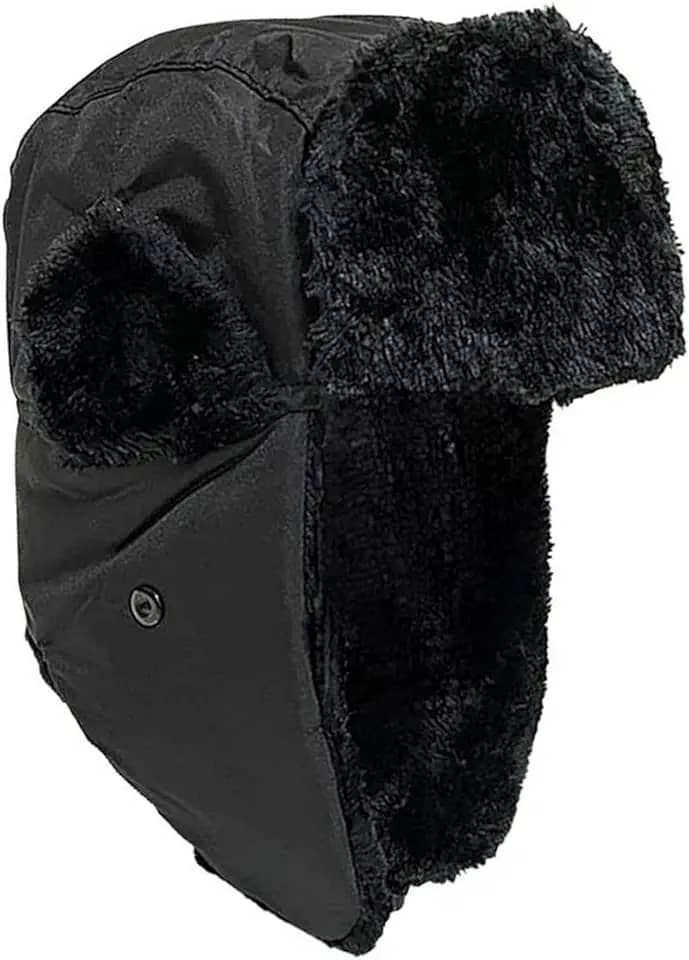 Touca Ushanka Preta Gorro Chaves Russa Aviador Frio Lã Proteção Orelhas Aviador Inverno