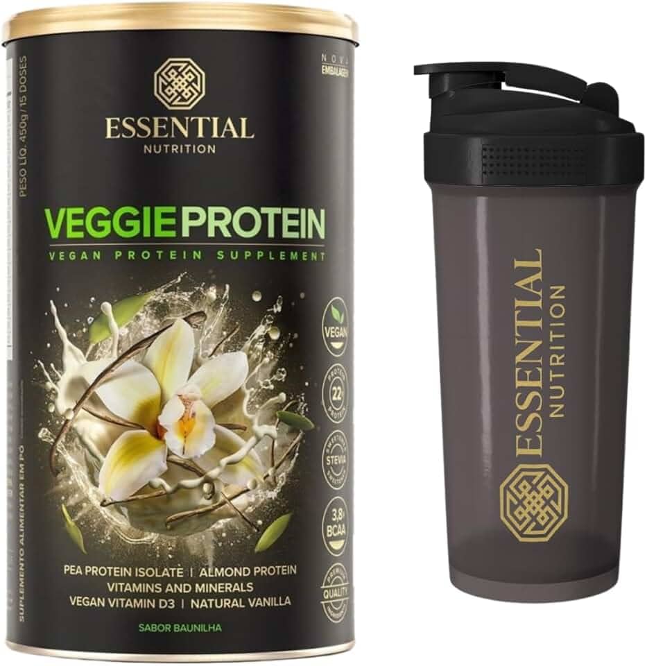 Veggie Whey Protein - Essential Nutrition - Vanilla (Baunilha) + Coqueteleira Oficial (Proteína Isolada vegana/vegetariana)