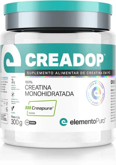 CREADOP Creapure Creatina Monohidratada Pura Sabor Natural Pote 300g, elemento Puro