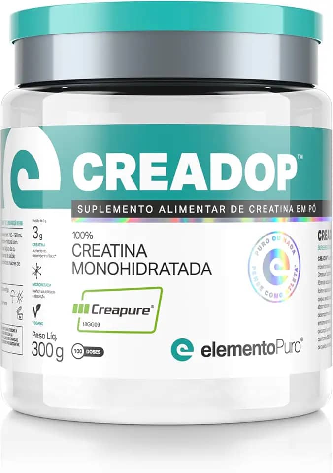 CREADOP Creapure Creatina Monohidratada Pura Sabor Natural Pote 300g, elemento Puro